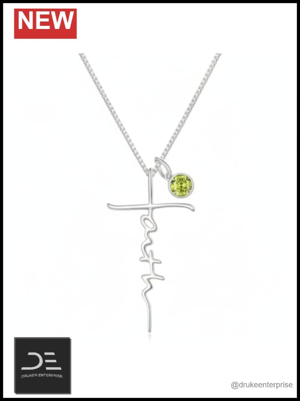 Faith Cross Pendant Necklace 18K Gold Plated Women Christian Jewelry